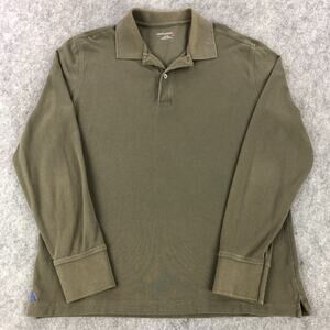 UNTUCKit Mens Polo Shirt Large Hunter Green Long Sleeve Pima Cotton Collared